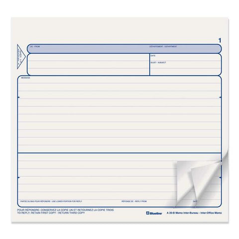 Dominion Blueline, Inc Triplicate Bilingual Inter-Office Memo Form