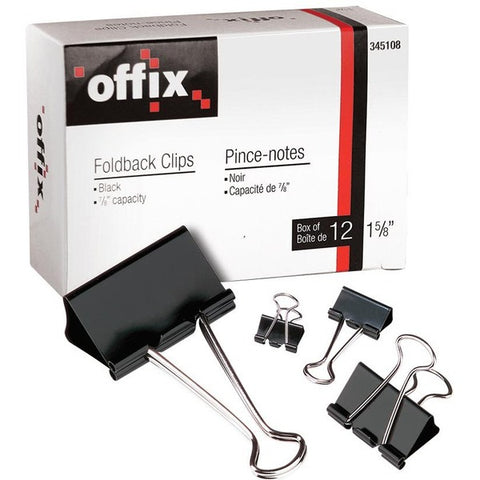 Offix Foldback Clips  3/4" (cap. 3/8")