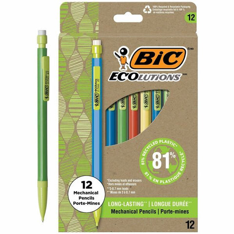 BIC Ecolutions Xtra Life Mechanical Pencil, Black, 12 Pack