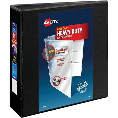 Avery Heavy Duty View Binder 3" , One Touch&trade; Locking D Rings, Black