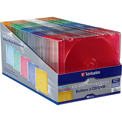 Verbatim America, LLC CD/DVD Color Slim Jewel Cases, Assorted - 50pk