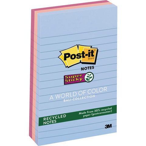 3M Super Sticky Lined Recycled Notes