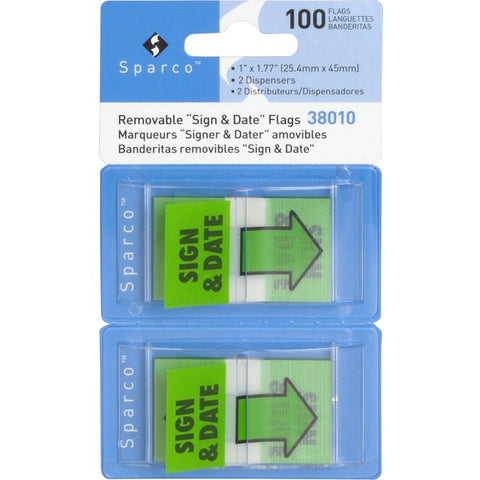 Sparco Products "Sign & Date" Preprinted Flags in Dispenser