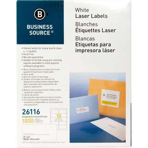 Business Source Bright White Premium-quality Shipping Labels