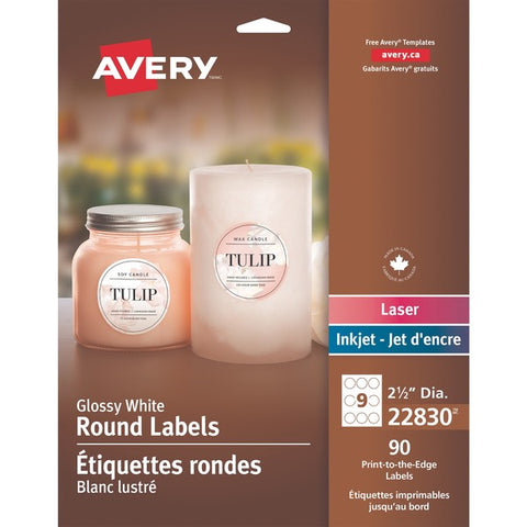 Avery White Print-to-the-Edge Round Labels