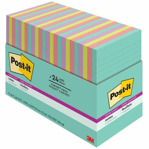 3M Super Sticky Notes, Supernova Neons Collection, 4 in. x 6 in., 24 Pads/Pack