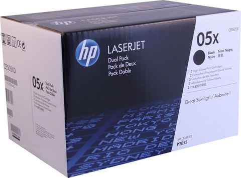 HP 05X (CE505XD) Black High Yield 2-pack Original LaserJet Toner Cartridges (2 x 6500 Yield)
