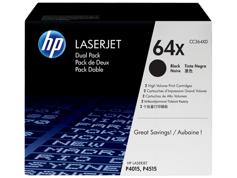 HP 64X (CC364XD) LaserJet P4015 P4515 2-Pack High Yield Black Original LaserJet Toner Cartridges (2 x 24000 Yield)